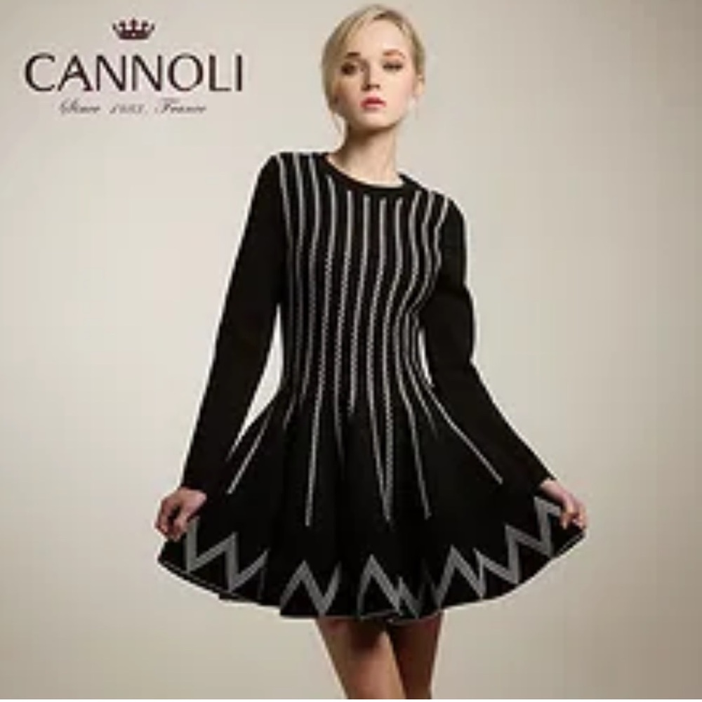 Chic Black and White Patterned Dress
